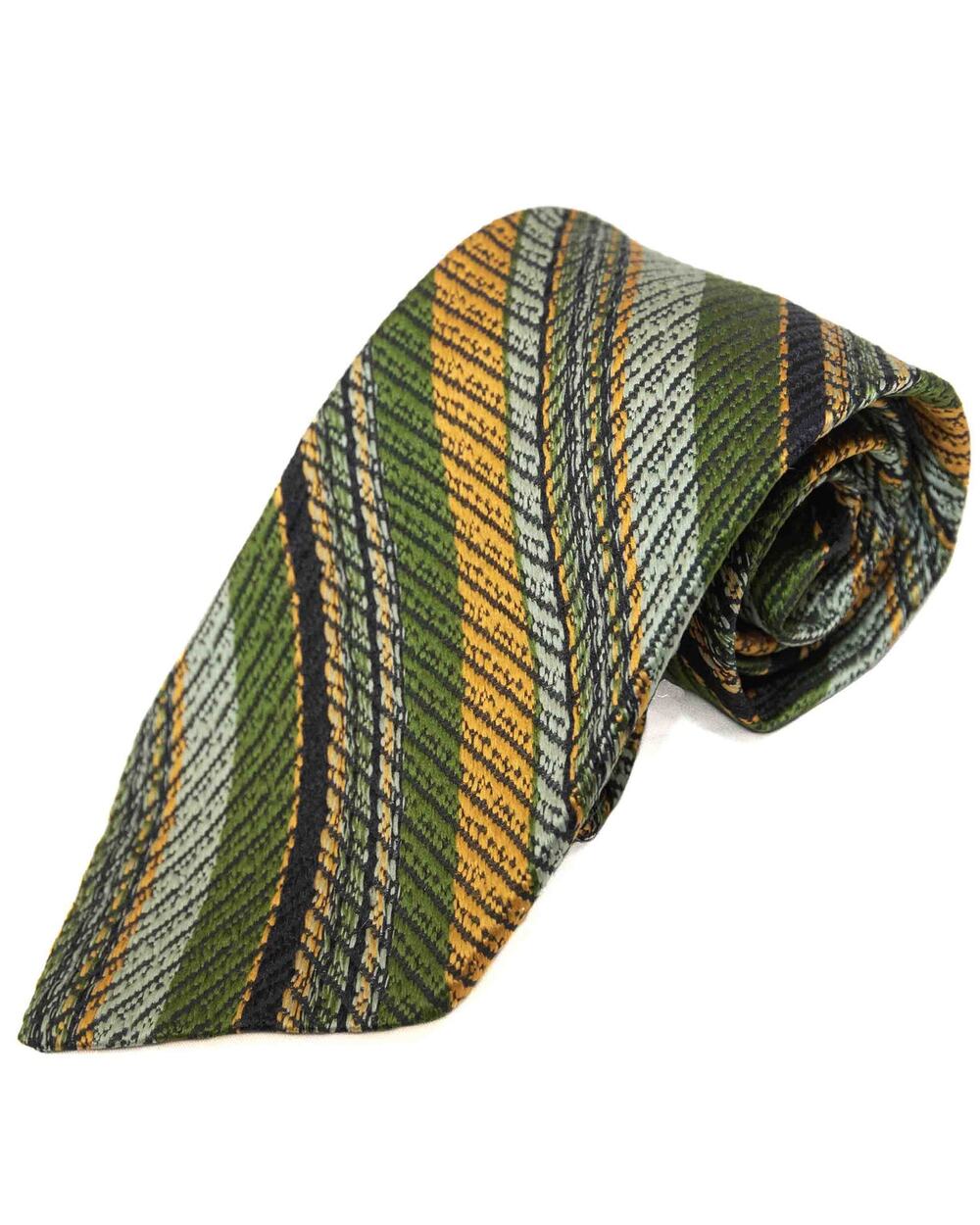 Vintage Retro Green Yellow Black 60s 70s Necktie Neck Tie